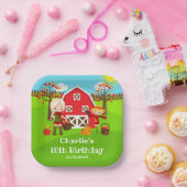 秋秋納屋周囲の庭誕生日ブロンドヘアガール ペーパープレート (パーティー)