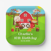 秋秋納屋周囲の庭誕生日ブロンドヘアガール ペーパープレート (正面)