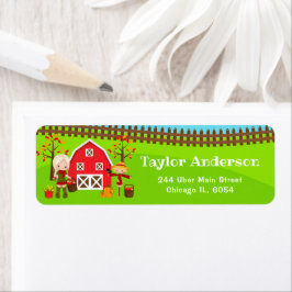 秋秋納屋周囲の庭誕生日ブロンドヘアガール ラベル