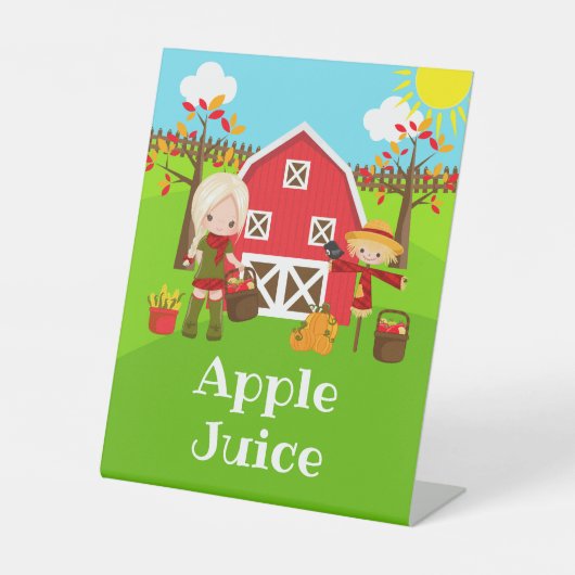 秋秋納屋周囲の庭誕生日ブロンドヘアガール 台座サイン (正面)