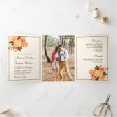 秋秋素朴のフローラ結婚写真 三つ折り招待状 (内部)