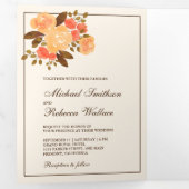 秋秋素朴のフローラ結婚写真 三つ折り招待状 (内部最初)