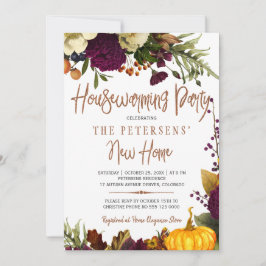 秋秋素朴モダンタイポグラフィ引っ越し祝いパーティー 案内状