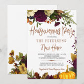 秋秋素朴モダンタイポグラフィ引っ越し祝いパーティー 案内状 (正面/裏面)