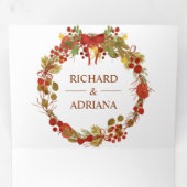 秋秋素朴国離れリース結婚ズ 三つ折り招待状 (内部最初)