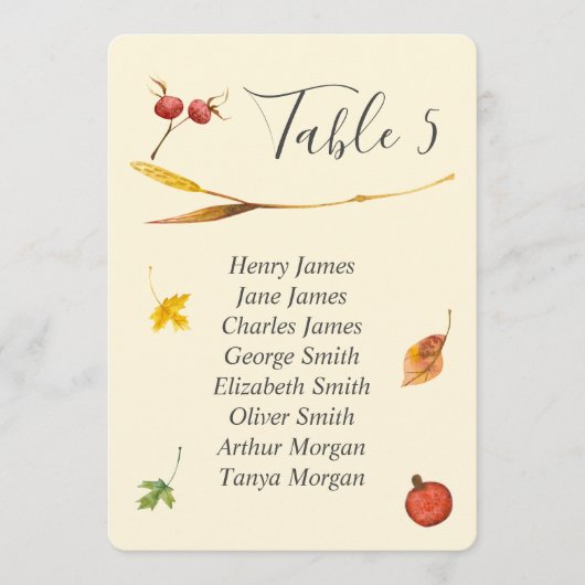 秋秋素朴林結婚表番号 招待状 (正面)