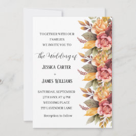 秋秋素朴水彩フローラ結婚ズ 招待状