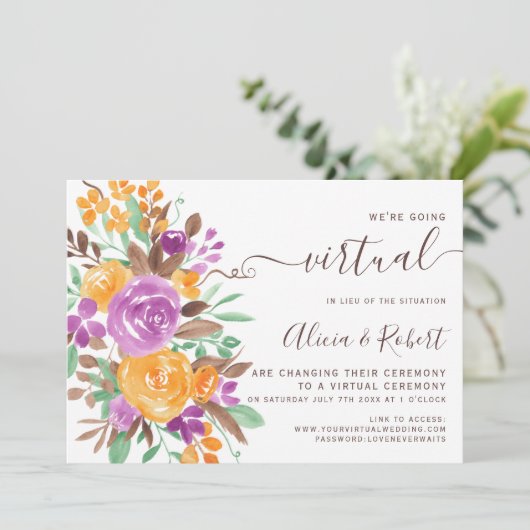 秋秋紫オレンジフローラ仮想結婚型 招待状 (スタンド正面)