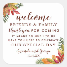 秋秋結婚式の引き出物パーソナライズされた感謝していユー スクエアシール