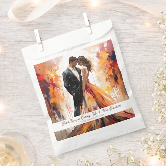 秋秋芸術的結婚式の引き出物バッグ フェイバーバッグ (クリップ留めされた状態)