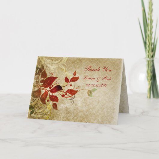 秋秋茶結婚のサンキュー サンキューカード (正面)