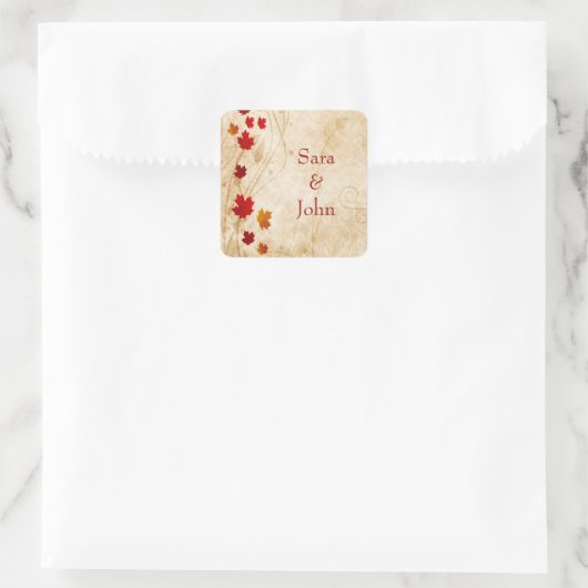 秋秋茶離れ結婚式の引き出物シール スクエアシール (バッグ)
