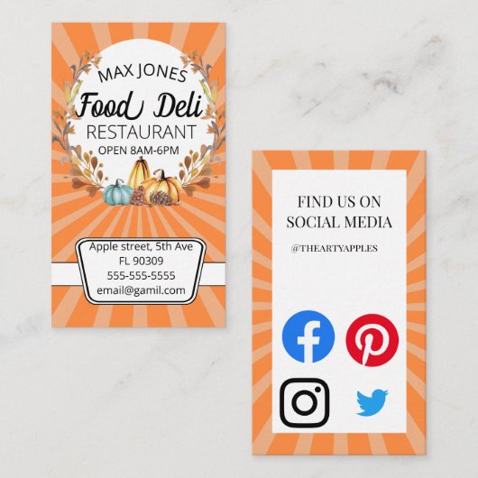 秋秋食果物デリ市場折畳み船 名刺 (正面/裏面)