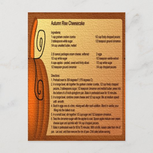 秋立ち上りチーズケーキレシピはがき ポストカード (正面)