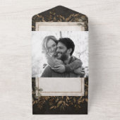 秋童話ブロンズ葉ボタン結婚ズ オールインワン招待状 (外側)