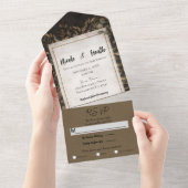 秋童話ブロンズ葉ボタン結婚ズ オールインワン招待状 (貼ってはがせる)