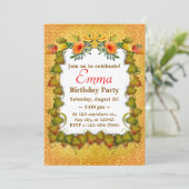 秋紅葉かわいいモダン誕生日 招待状 (スタンド正面)