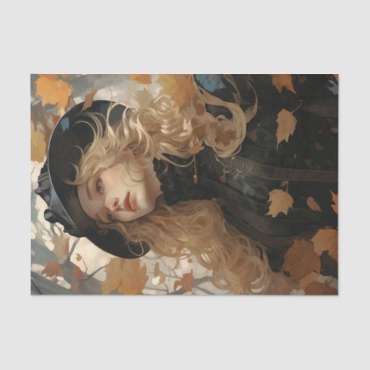 秋紅葉かわいらしガールハーベストデクページ 薄葉紙 (正面)