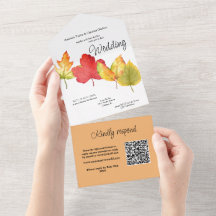 秋紅葉すべて1つの結婚式の招待