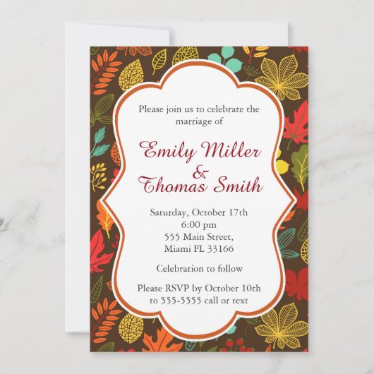 秋紅葉ウェディングパーティー招待状 招待状 (正面)
