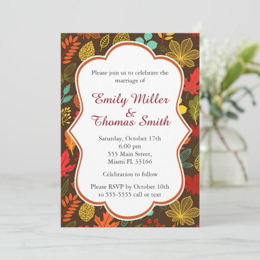 秋紅葉ウェディングパーティー招待状 招待状 (スタンド正面)