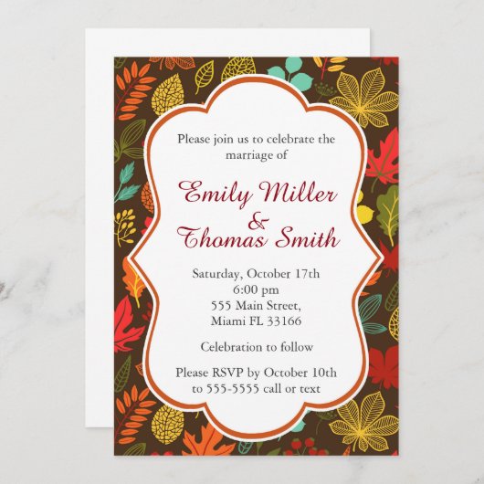 秋紅葉ウェディングパーティー招待状 招待状 (正面/裏面)