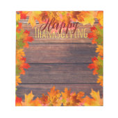 秋紅葉オンウッド素朴サンクスギビング ノートパッド (正面)