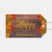 秋紅葉オンバーンウッドハッピーサンクスギビング ギフトタグ (正面(横))