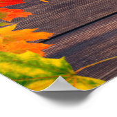 秋紅葉オンバーンウッドハッピーサンクスギビング ポスター (角)