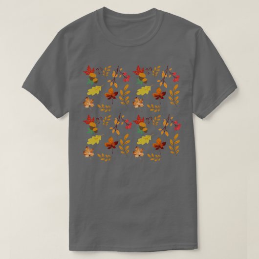 秋紅葉パターン Tシャツ (デザイン正面)