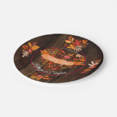 秋紅葉パンプキンウッド秋インラブネーム ペーパープレート (アングル)