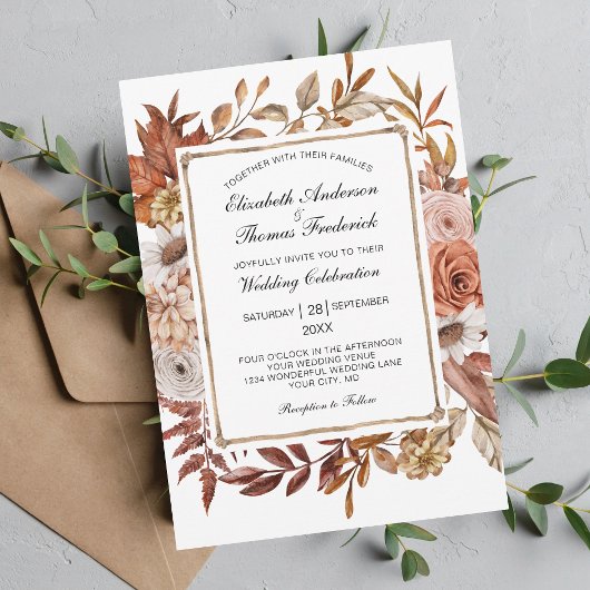 秋紅葉フローラエレガフォーマルントウェディング 招待状