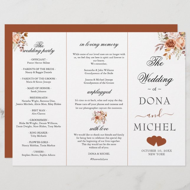 秋紅葉ボホ結婚式 プログラム (正面/裏面)