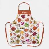 秋紅葉収穫感謝祭の名前 エプロン (正面)