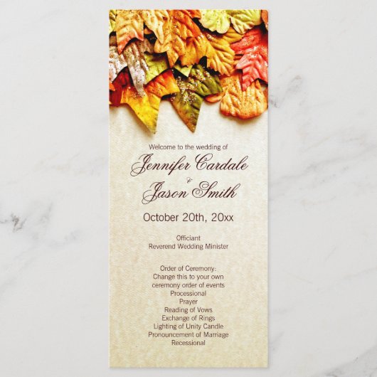 秋紅葉垂直結婚式 プログラム (正面)