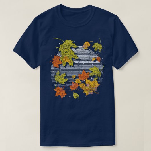 秋紅葉感謝祭自然植物学F Tシャツ (デザイン正面)