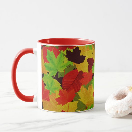 秋紅葉明るいパタカラフルーン マグカップ (ドーナツ)