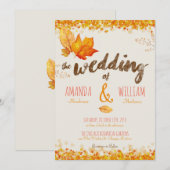 秋紅葉水彩結婚式招待状 招待状 (正面/裏面)