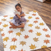 秋紅葉紅葉シンプル緑 フリースブランケット