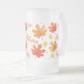 秋紅葉紅葉 フロストグラスビールジョッキ (正面右)