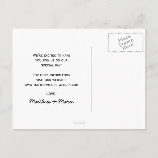 秋紅葉素朴ウェディング日付の保存 案内ポストカード (裏面)