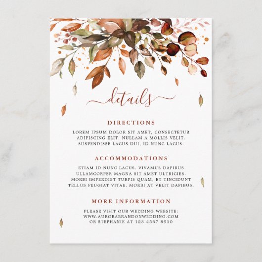 秋紅葉素朴カントリーウェディング詳細 エンクロージャーカード (正面)