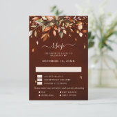 秋紅葉素朴カントリーウェディングRSVPカー 出欠カード (スタンド正面)
