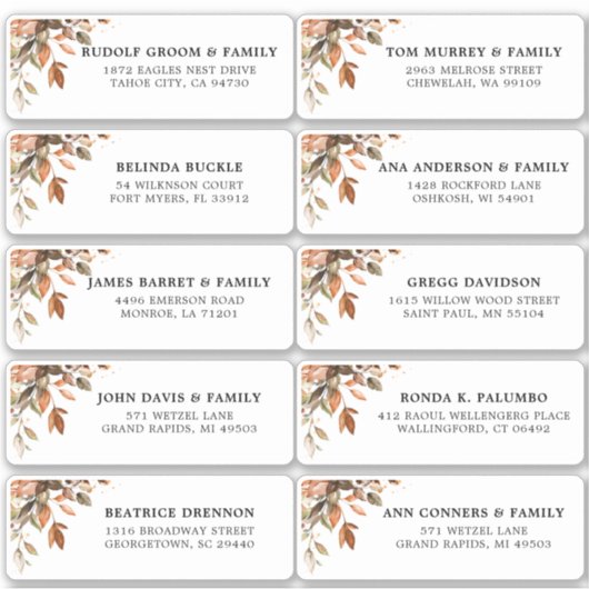 秋紅葉素朴カントリーゲストアドレスセント シール (正面)