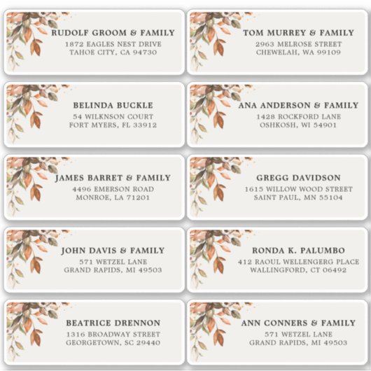 秋紅葉素朴カントリーゲストアドレス シール (正面)