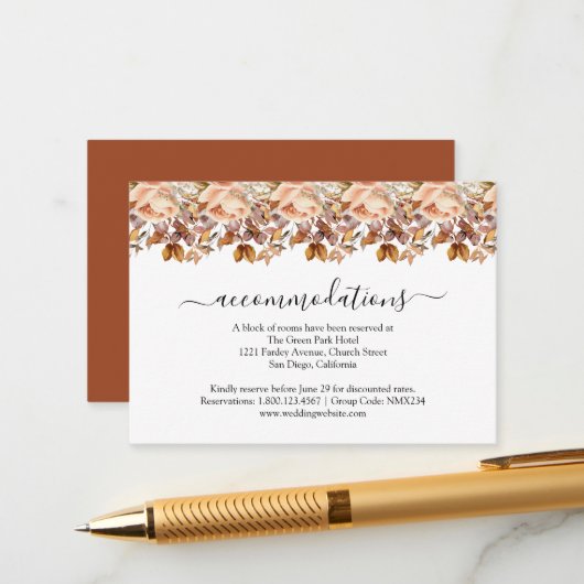 秋紅葉素朴カントリーボ結婚ーホズ エンクロージャーカード (正面/裏面インサイチュ)