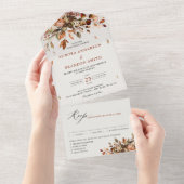 秋紅葉素朴カントリーボ結婚ーホズ オールインワン招待状 (貼ってはがせる)