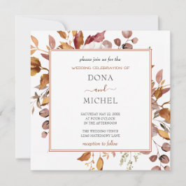秋紅葉素朴カントリーボ結婚ーホズ 招待状
