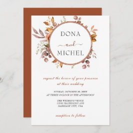 秋紅葉素朴カントリーボ結婚ーホズ 招待状