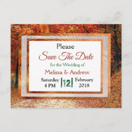 秋紅葉結婚式日付の保存 案内ポストカード